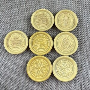 Pigeon Forge Pottery 7 Coasters / Ashtrays in Old Buttermold Prints